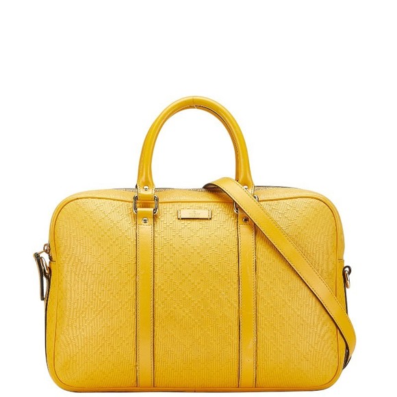 Gucci Bag Shoulder Diamante Yellow Leather Bag Business - Picture 1 of 8